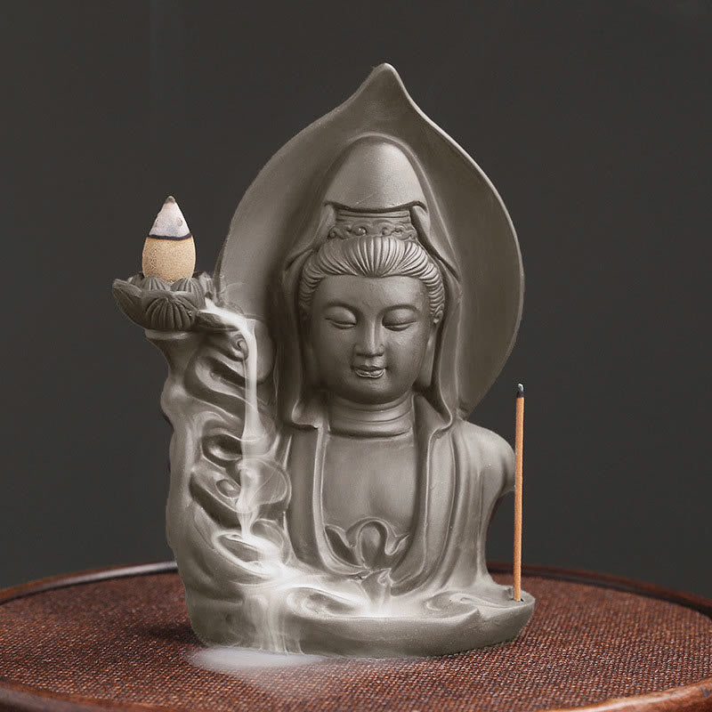 Buddha Stones Tibetischer Avalokiteshvara Buddha Lotus Heilungs-Rückfluss-Räucherbrunnen Räuchergefäß - Avalokitesvara - image 0