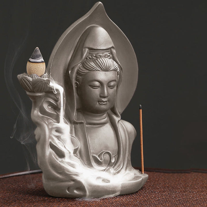 Buddha Stones Tibetischer Avalokiteshvara Buddha Lotus Heilungs-Rückfluss-Räucherbrunnen Räuchergefäß - image 7