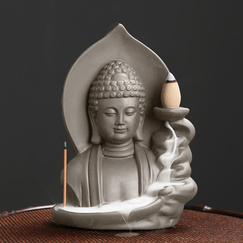 Buddha Stones Tibetischer Avalokiteshvara Buddha Lotus Heilungs-Rückfluss-Räucherbrunnen Räuchergefäß - Buddha - image 12