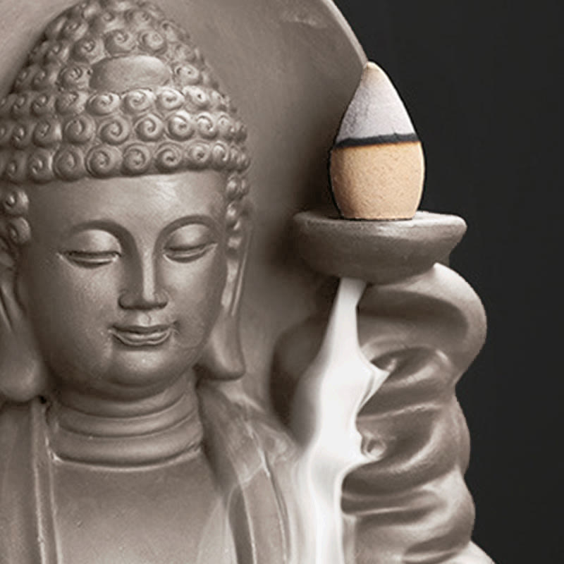 Buddha Stones Tibetischer Avalokiteshvara Buddha Lotus Heilungs-Rückfluss-Räucherbrunnen Räuchergefäß - image 17