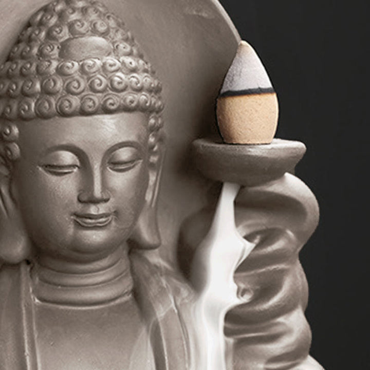 Buddha Stones Tibetischer Avalokiteshvara Buddha Lotus Heilungs-Rückfluss-Räucherbrunnen Räuchergefäß - image 17
