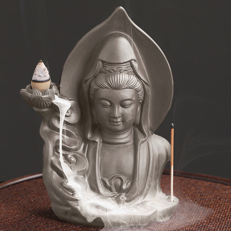 Buddha Stones Tibetischer Avalokiteshvara Buddha Lotus Heilungs-Rückfluss-Räucherbrunnen Räuchergefäß - image 6