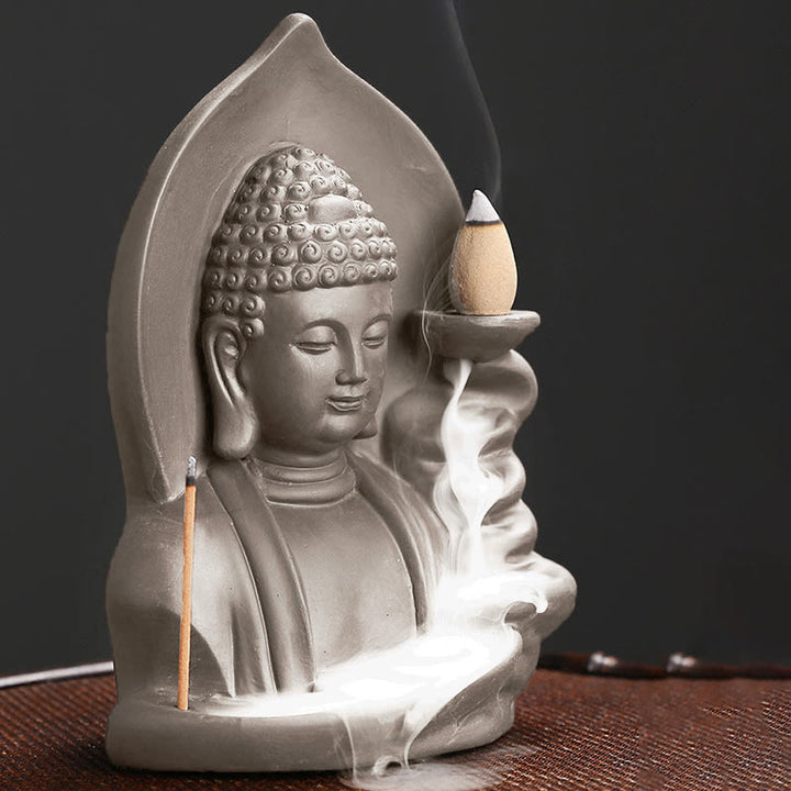 Buddha Stones Tibetischer Avalokiteshvara Buddha Lotus Heilungs-Rückfluss-Räucherbrunnen Räuchergefäß - image 13