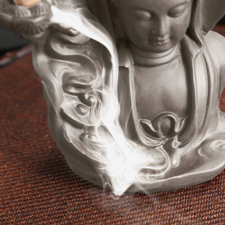 Buddha Stones Tibetischer Avalokiteshvara Buddha Lotus Heilungs-Rückfluss-Räucherbrunnen Räuchergefäß - image 3