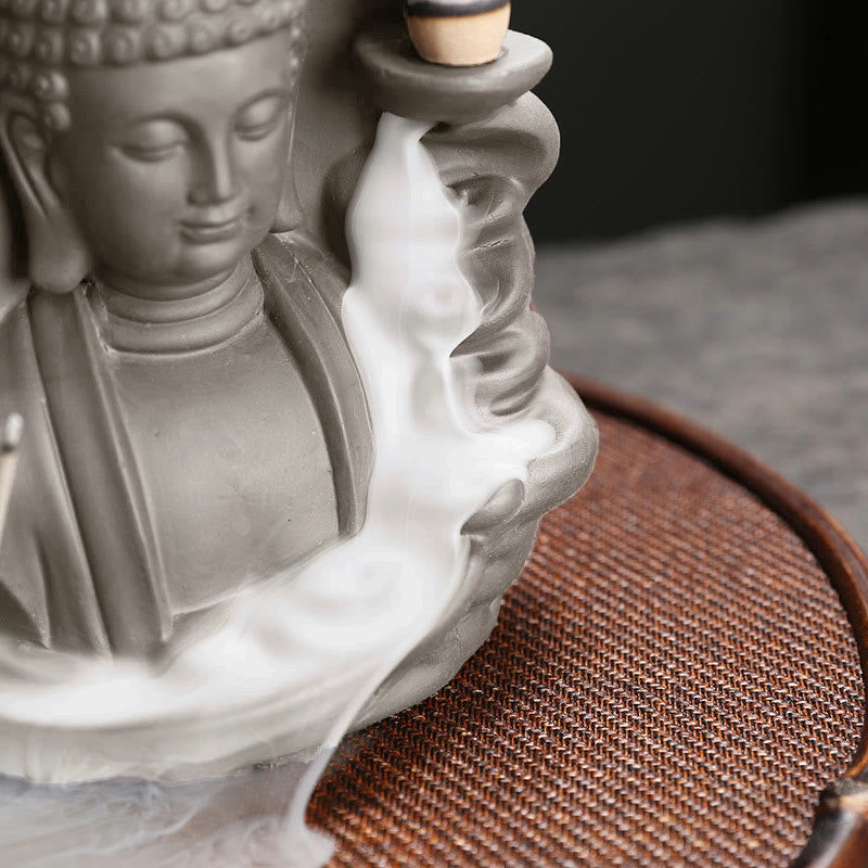 Buddha Stones Tibetischer Avalokiteshvara Buddha Lotus Heilungs-Rückfluss-Räucherbrunnen Räuchergefäß - image 18