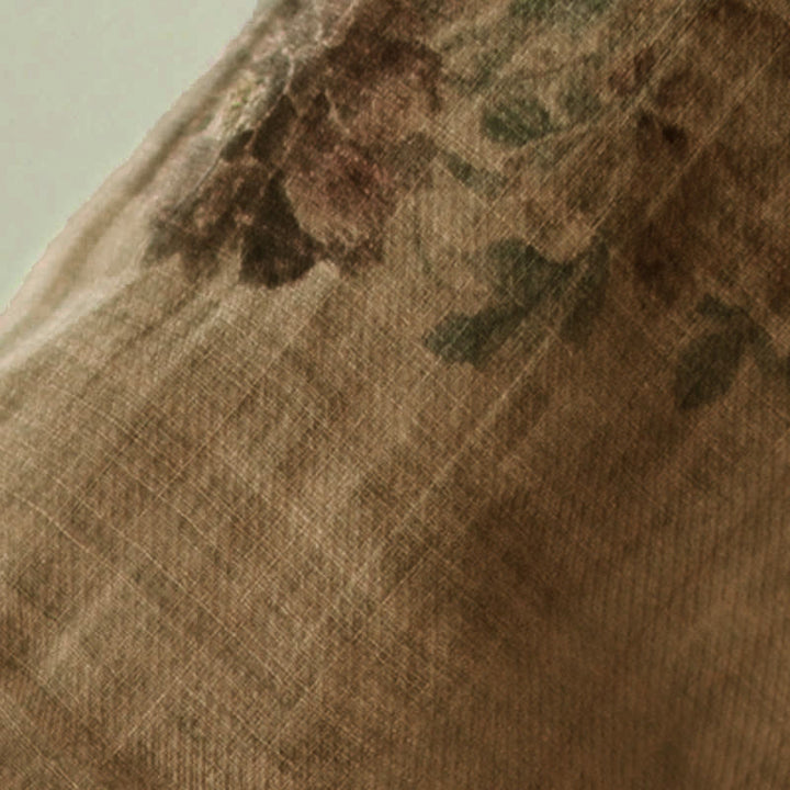 Buddha Stones Lila Blumendruck Frosch-Knopf-Design Shirt - image 9