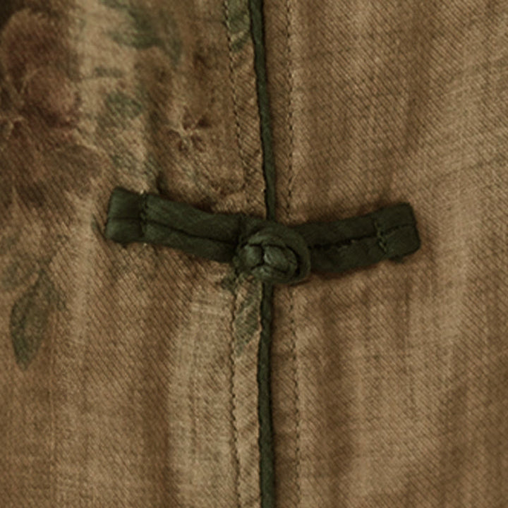 Buddha Stones Lila Blumendruck Frosch-Knopf-Design Shirt - image 7