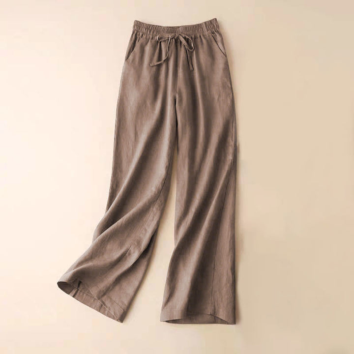Buddha Stones – Lässige Hose aus Baumwollleinen mit hoher Taille, Schnürung und weitem Bein und Taschen - Bräunen - US12， UK/AU16，EU44 (3XL) - image 29
