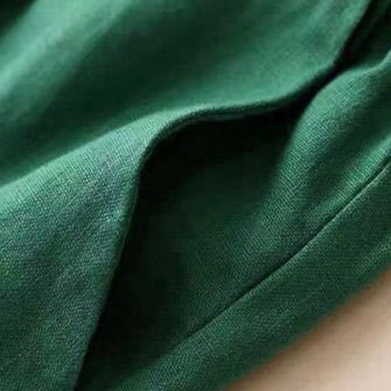 Buddha Stones – Lässige Hose aus Baumwollleinen mit hoher Taille, Schnürung und weitem Bein und Taschen - image 15