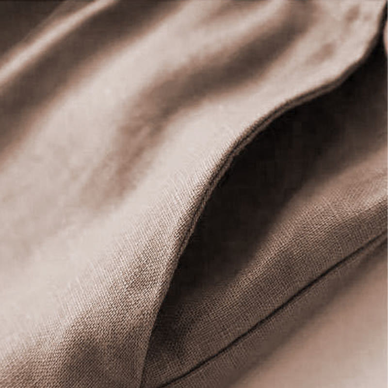 Buddha Stones – Lässige Hose aus Baumwollleinen mit hoher Taille, Schnürung und weitem Bein und Taschen - image 31