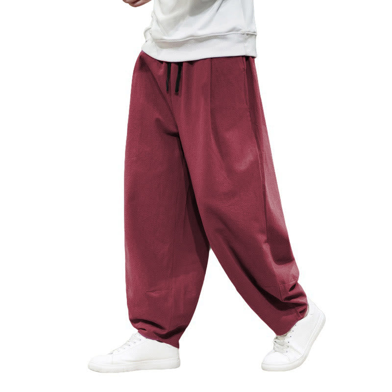 Buddha Stones Plain Casual Leinen Bloomer Herrenhose mit Taschen - image 10