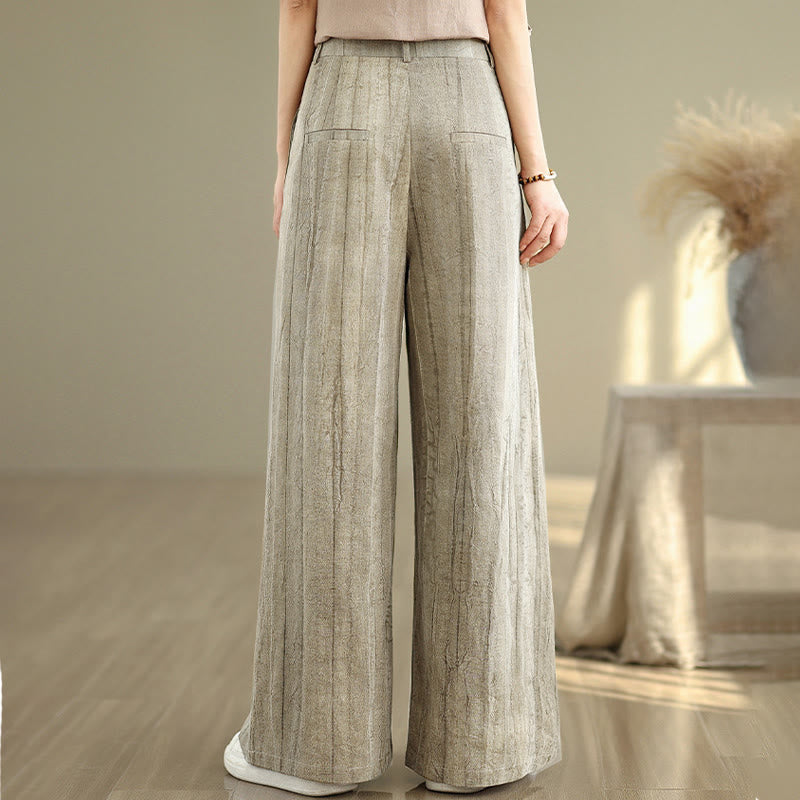 Buddha Stones Lässige Damenhose aus Baumwolle mit elastischer Taille und weitem Bein und Taschen in Hellbraun - image 3