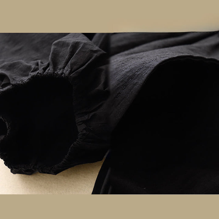 Buddha Stones Lässige, schlichte Damen-Haremshose aus Baumwolle mit Taschen - image 3