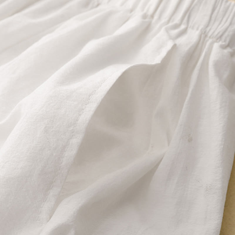 Buddha Stones Lässige, schlichte Damen-Haremshose aus Baumwolle mit Taschen - image 7