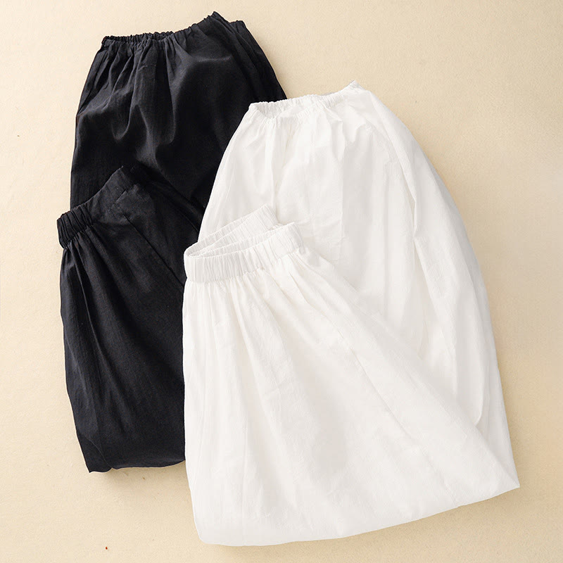 Buddha Stones Lässige, schlichte Haremshose für Damen mit Taschen - image 12