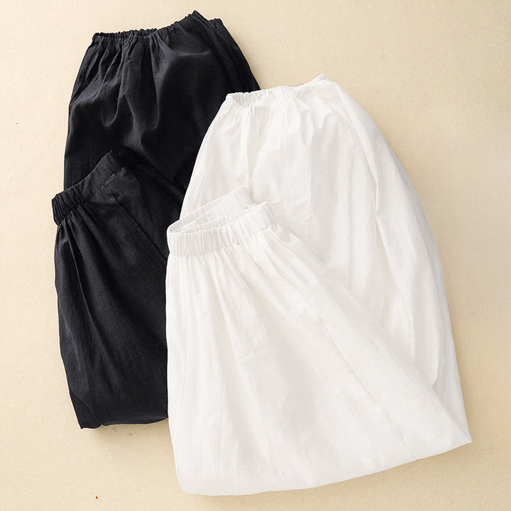 Buddha Stones Lässige, schlichte Haremshose für Damen mit Taschen - image 12