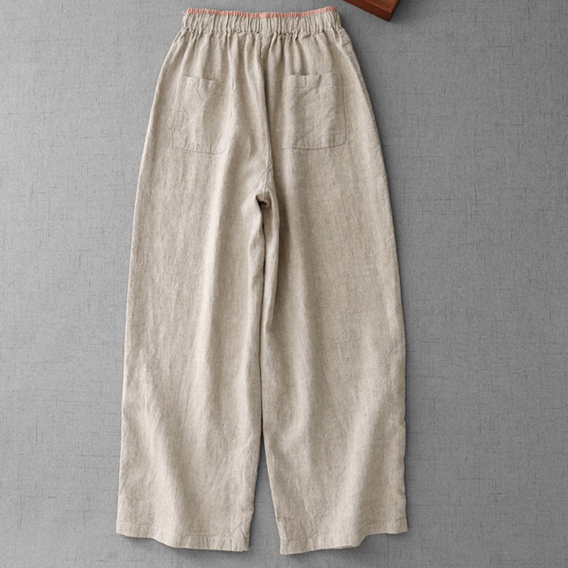 Buddha Stones Freizeithose für Damen mit Kordelzug, schlichtem Design und Taschen - image 1