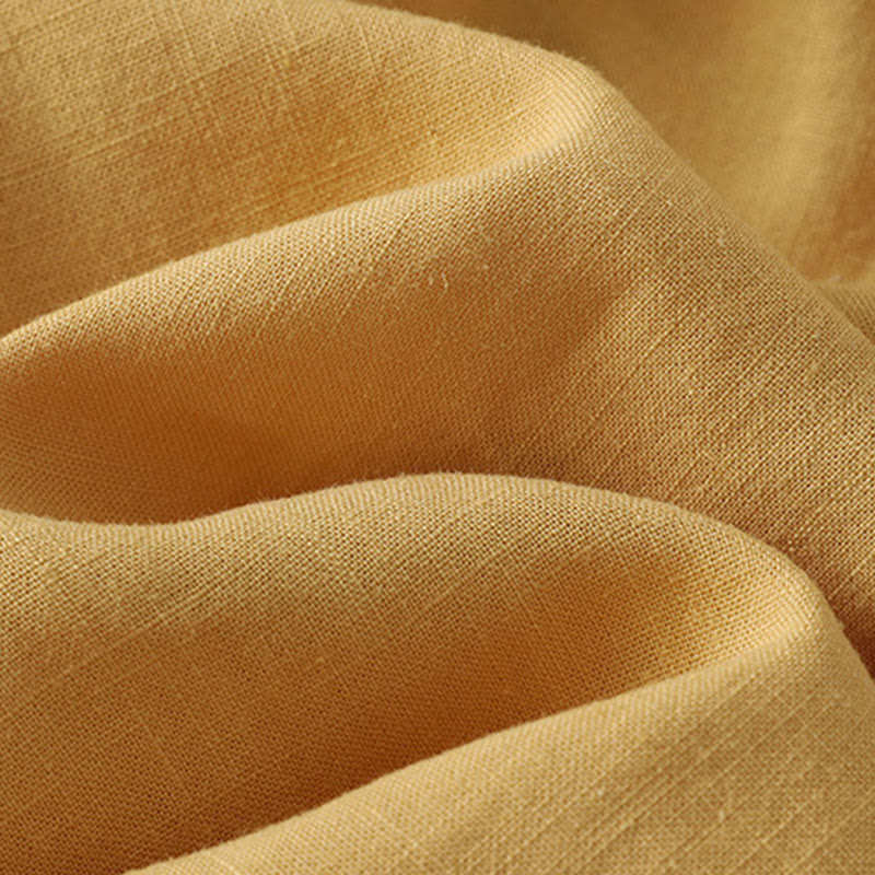 Buddha Stones Plain Slanted Buttons Damenhemd aus Baumwolle und Leinen - image 1