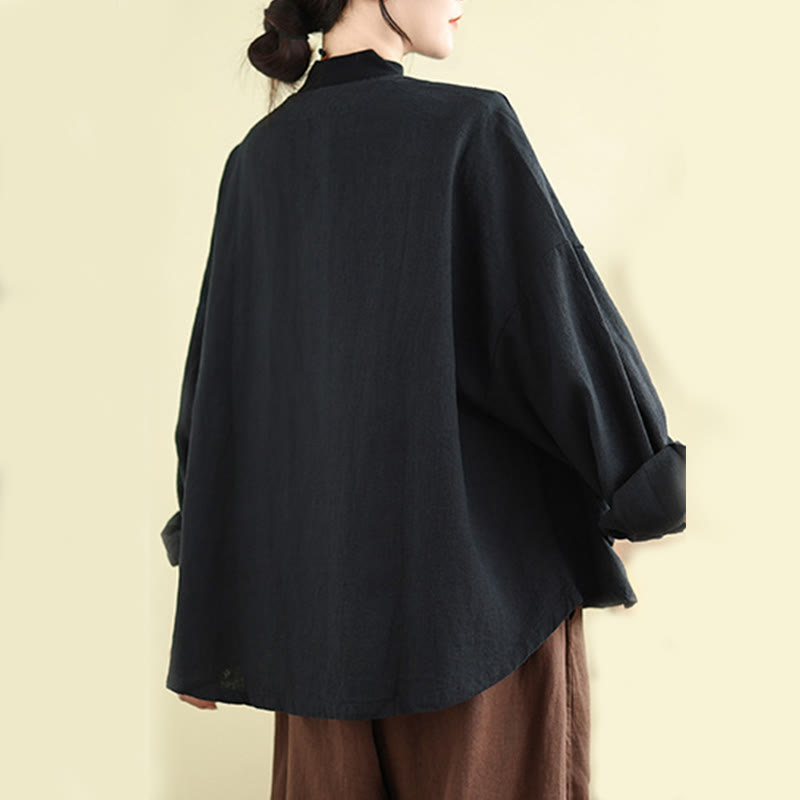 Buddha Stones – Langärmlige Damen-Baumwoll-Leinen-Jacke mit Taschen im schlichten Design - image 12