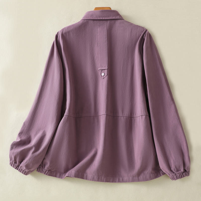 Buddha Stones Plain Button Design Stehkragen Damen Baumwolljacke - image 2