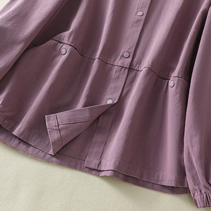 Buddha Stones Plain Button Design Stehkragen Damen Baumwolljacke - image 5