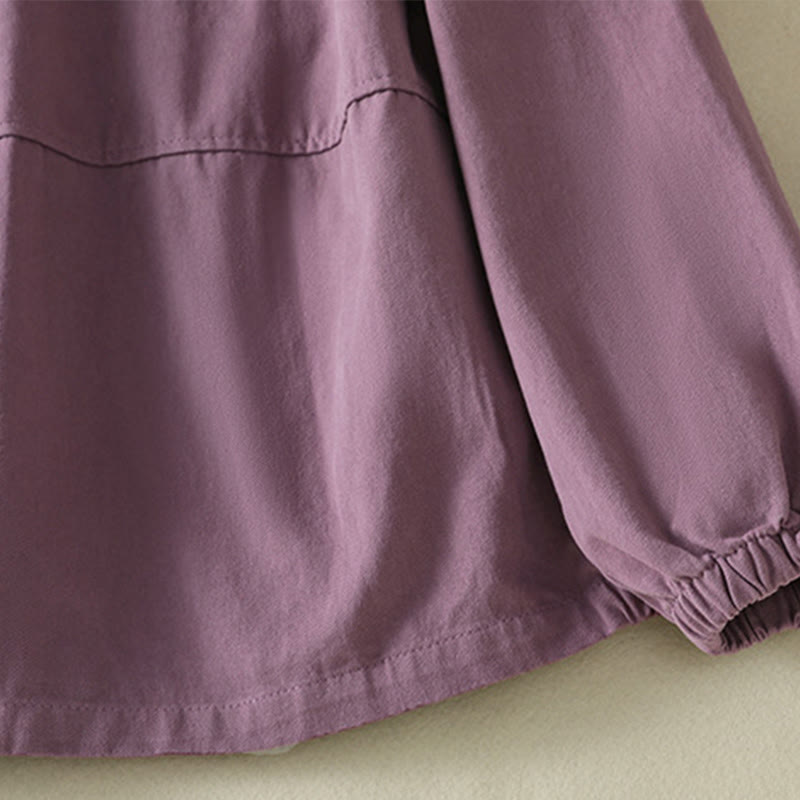Buddha Stones Plain Button Design Stehkragen Damen Baumwolljacke - image 5