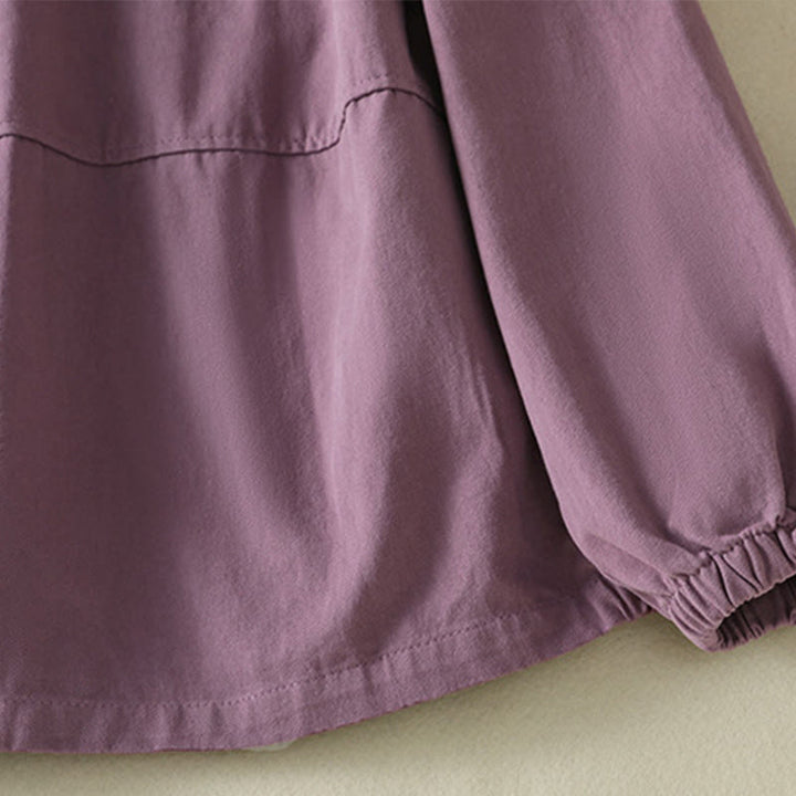 Buddha Stones Plain Button Design Stehkragen Damen Baumwolljacke - image 5