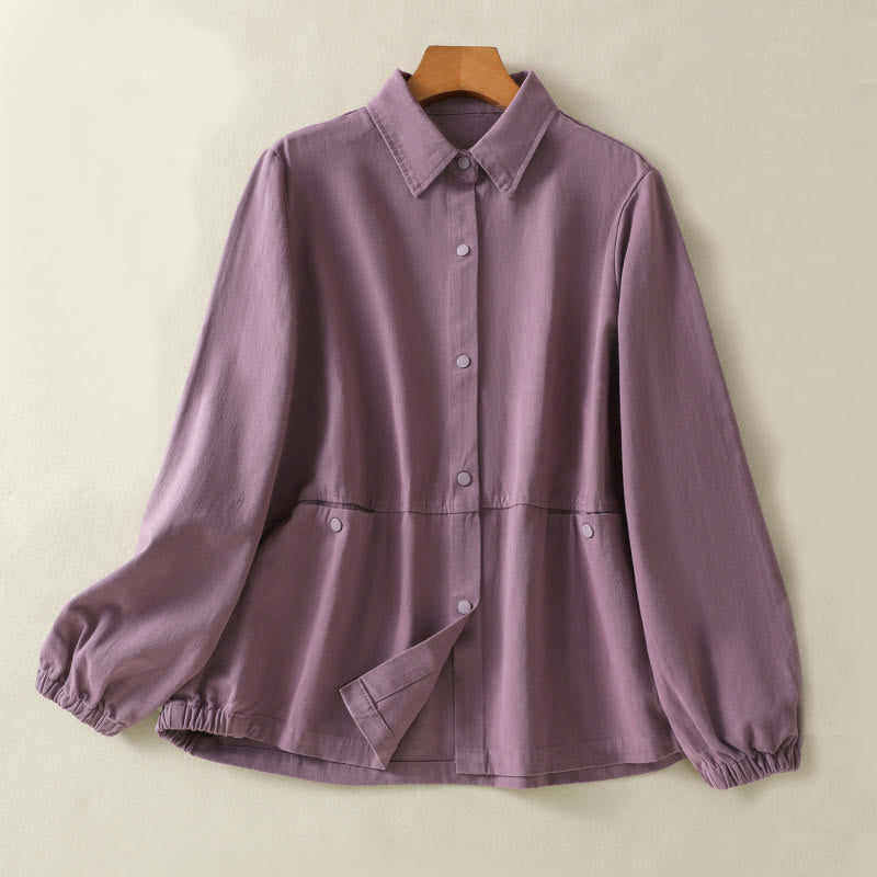 Buddha Stones Plain Button Design Stehkragen Damen Baumwolljacke - Pflaume - US14， UK/AU18，EU46 (2XL) - image 1