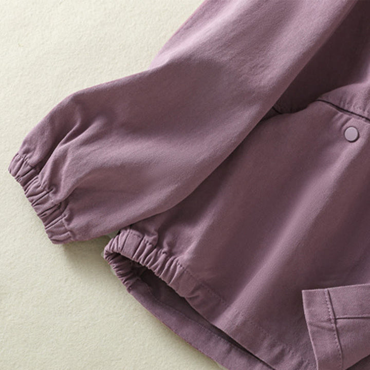 Buddha Stones Plain Button Design Stehkragen Damen Baumwolljacke - image 8
