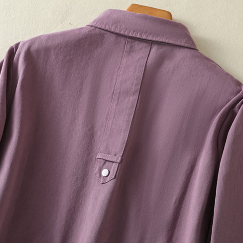 Buddha Stones Plain Button Design Stehkragen Damen Baumwolljacke - image 4