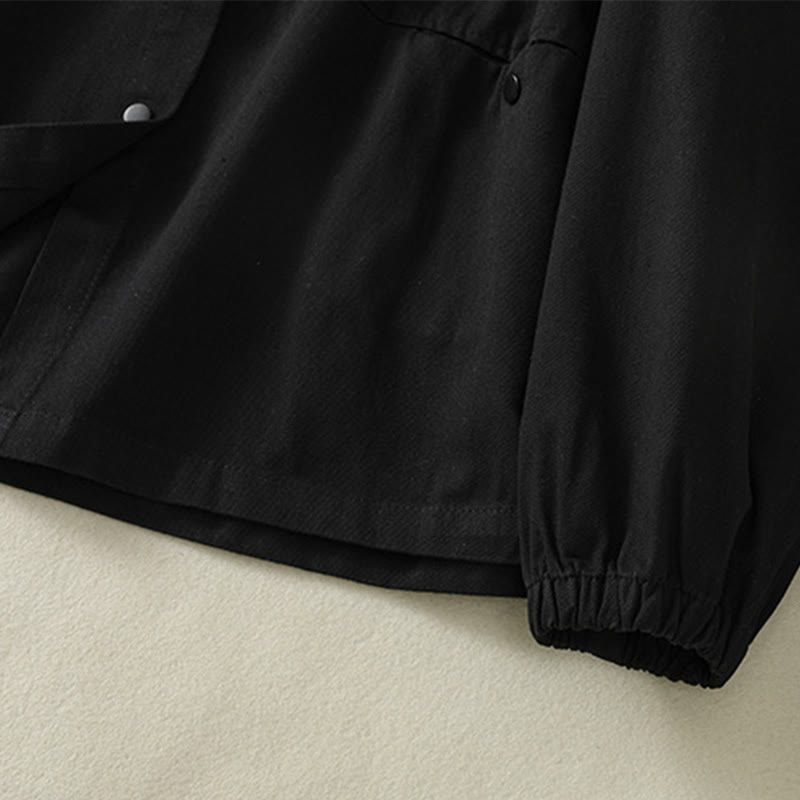 Buddha Stones Plain Button Design Stehkragen Damen Baumwolljacke - image 11