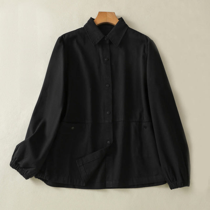 Buddha Stones Plain Button Design Stehkragen Damen Baumwolljacke - Schwarz - US14, UK/AU18, EU46 (2XL) - image 8