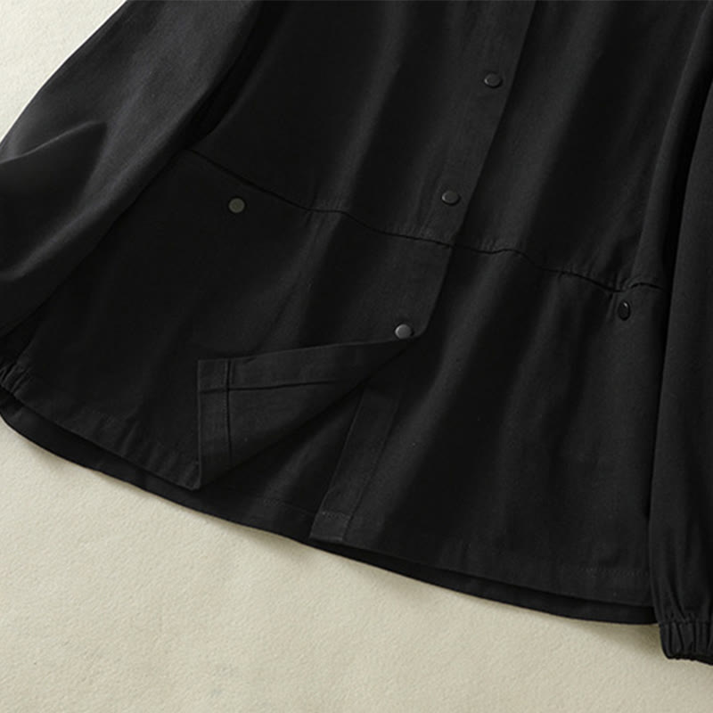 Buddha Stones Plain Button Design Stehkragen Damen Baumwolljacke - image 16