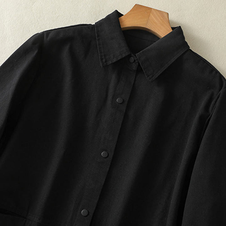 Buddha Stones Plain Button Design Stehkragen Damen Baumwolljacke - image 14