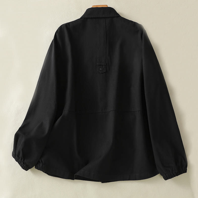 Buddha Stones Plain Button Design Stehkragen Damen Baumwolljacke - image 12