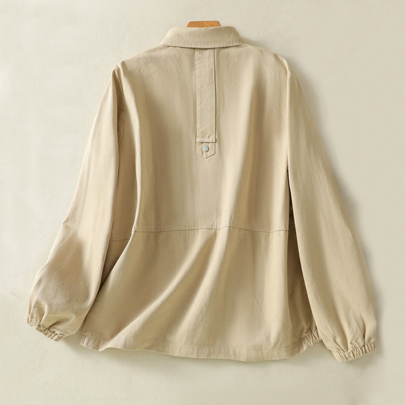 Buddha Stones Plain Button Design Stehkragen Damen Baumwolljacke - image 18
