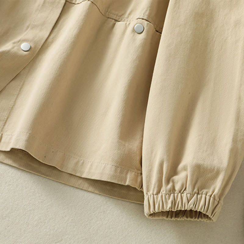 Buddha Stones Plain Button Design Stehkragen Damen Baumwolljacke - image 24
