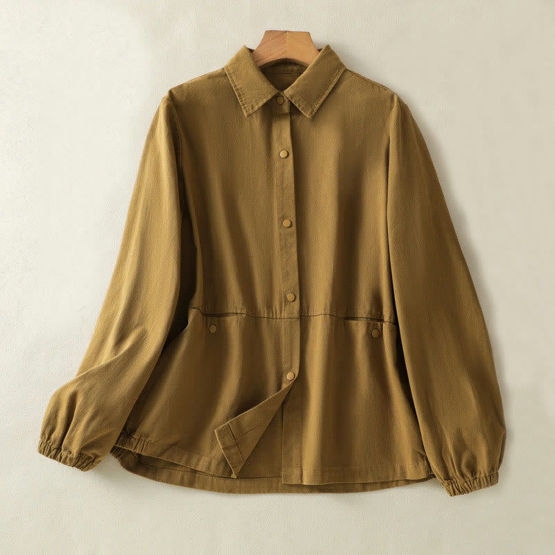 Buddha Stones Plain Button Design Stehkragen Damen Baumwolljacke - Dunkle Goldrute - US14， UK/AU18，EU46 (2XL) - image 27
