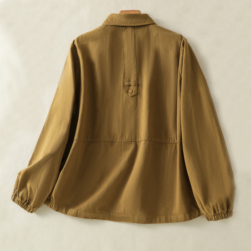 Buddha Stones Plain Button Design Stehkragen Damen Baumwolljacke - image 28