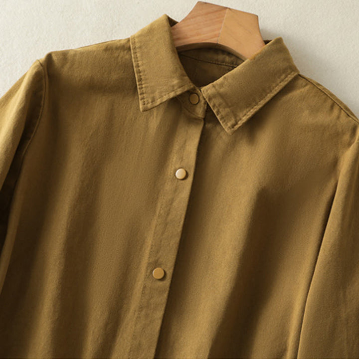 Buddha Stones Plain Button Design Stehkragen Damen Baumwolljacke - image 30