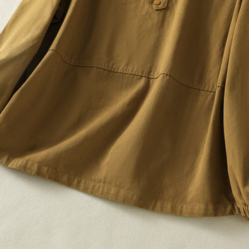Buddha Stones Plain Button Design Stehkragen Damen Baumwolljacke - image 32