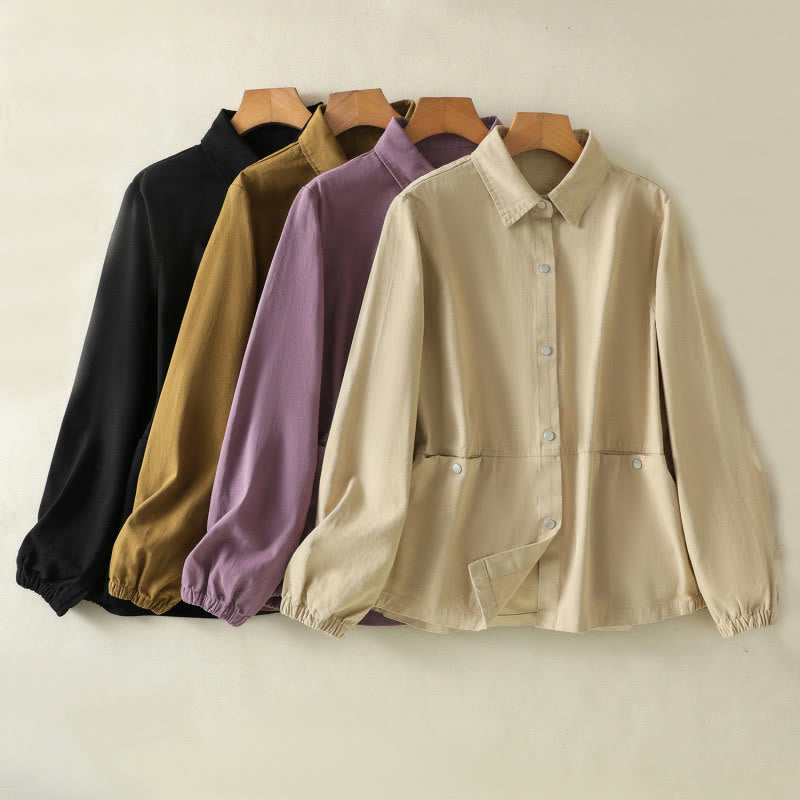 Buddha Stones Plain Button Design Stehkragen Damen Baumwolljacke - image 35