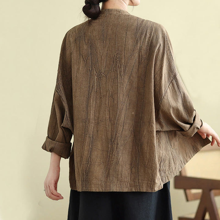 Buddha Stones – Schlichte, langärmlige Damen-Baumwoll-Leinen-Jacke mit Taschen - image 5