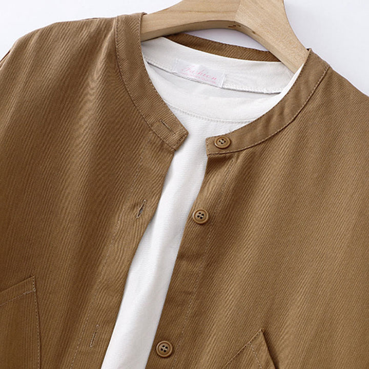 Buddha Stones Einfarbige Langarm-Baumwolljacke für Damen mit Taschen - image 2