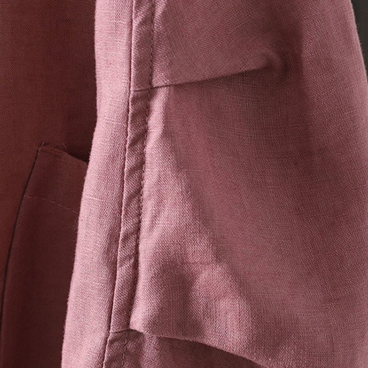 Buddha Stones Pure Color Damen-Baumwolljacke mit V-Ausschnitt und Taschen - image 10