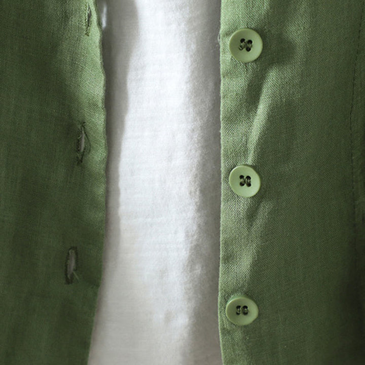 Buddha Stones Pure Color Damen-Baumwolljacke mit V-Ausschnitt und Taschen - image 19