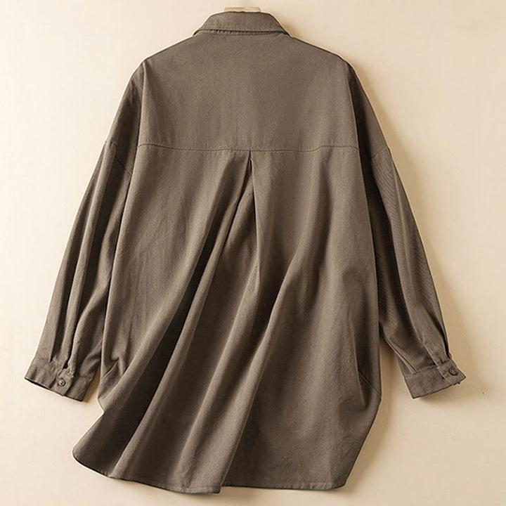Buddha Stones Fall Unregelmäßiges Design Langärmlige Damen-Reversjacke aus Baumwolle und Leinen mit Taschen - image 16