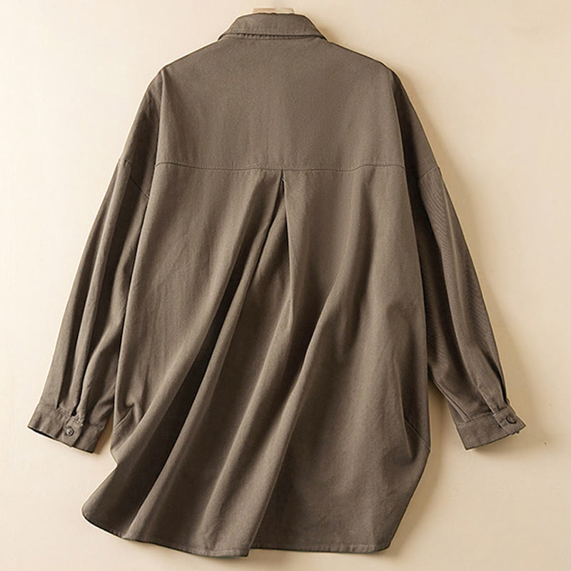 Buddha Stones Fall Unregelmäßiges Design Langärmlige Damen-Reversjacke aus Baumwolle und Leinen mit Taschen - image 15