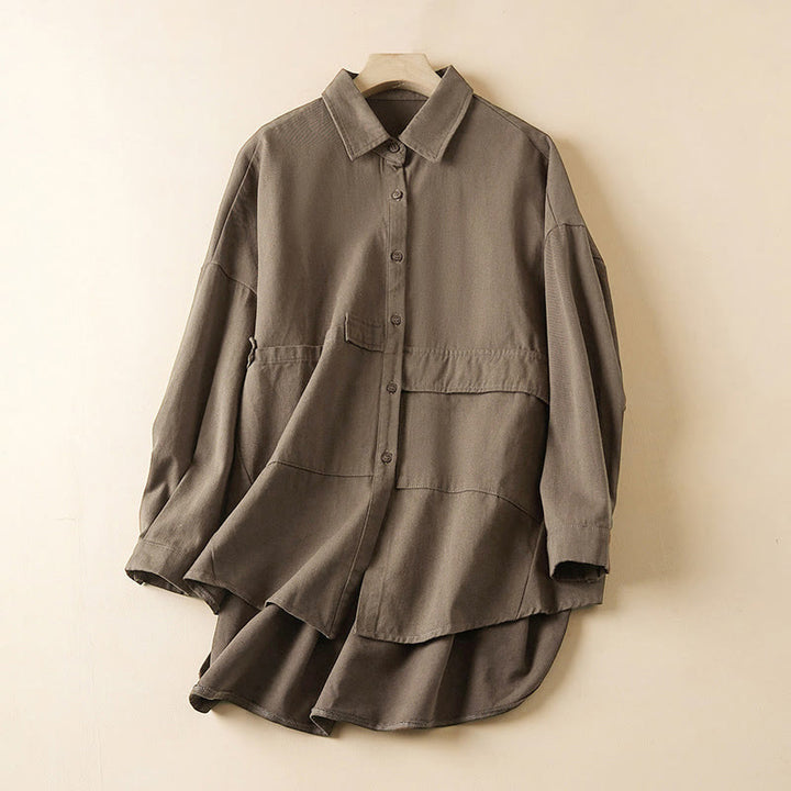 Buddha Stones Fall Unregelmäßiges Design Langärmlige Damen-Reversjacke aus Baumwolle und Leinen mit Taschen - Bräunen - US14， UK/AU18，EU46 (2XL) - image 14