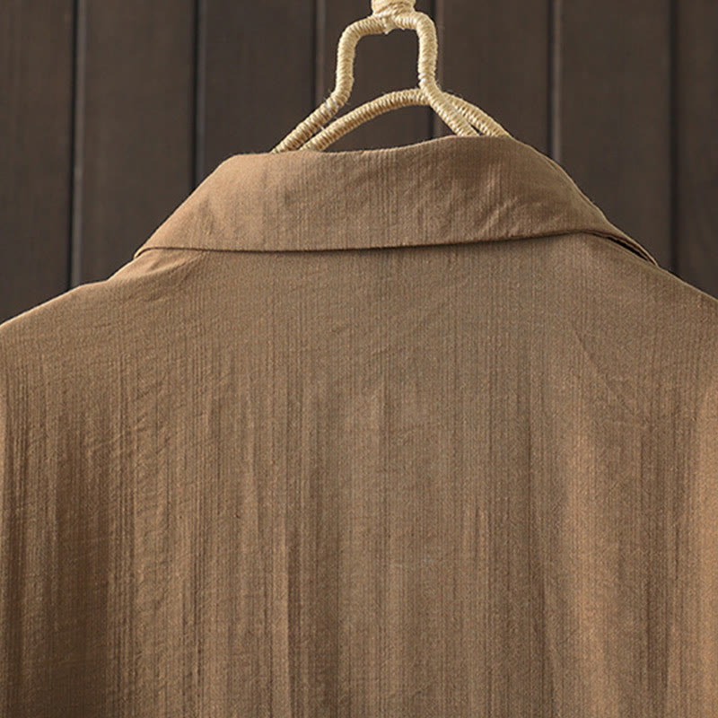 Buddha Stones Damen Baumwollmantel mit Taschen und schlichten Knöpfen - image 2